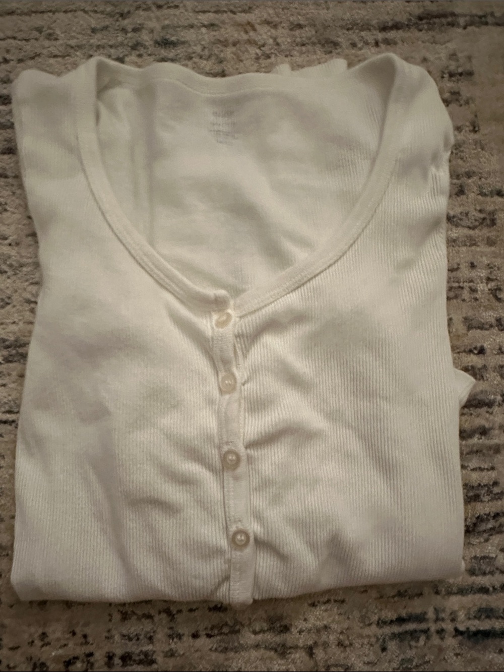 Brandy Melville White Long Sleeve Henley Top